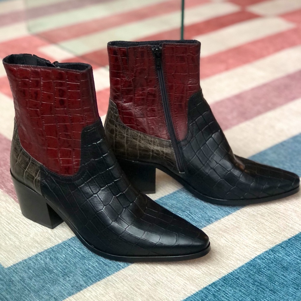 NEW Shoe The Bear - Embossed Leather Ankle Boot